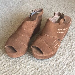 Brown Suede Wedge Sandals